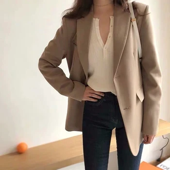 Kadın Sonbahar Iş Ceket Bahar Ofis Bayan Ince Ceket Dış Giyim Casual Uzun Kollu Temel Üstleri chaquetas mujer