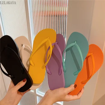 Kadın Yaz Flip Flop Terlik Moda Düz Renk Slaytlar Kadınlar İçin Kapalı Açık kaymaz ayakkabı Kadın Rahat Plaj Sandalet