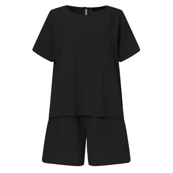 Kadın Şort Takım Elbise Yaz Slim Fit Kısa Kollu Gömlek Üst Gevşek Mini Şort İki Parçalı Takım Elbise Sokak Moda gündelik spor giyim