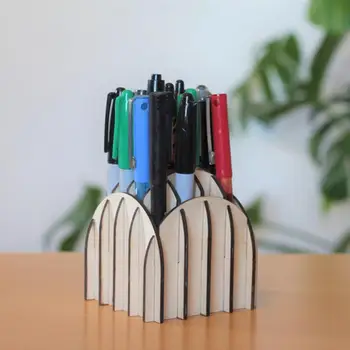 Kalem Konteyner Depolama Tutucu DIY Ekleme Masası Ahşap Sanat Kalem Kutusu Tutucu Süs Ofis Kırtasiye