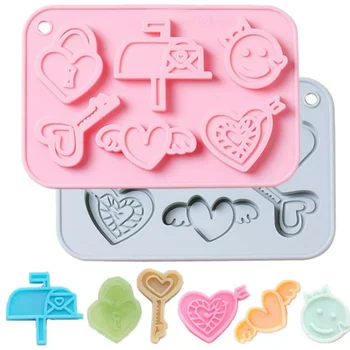 Kalp şeklinde Anahtar Şekli silikon kalıp DIY Mini Çikolata Şeker Epoksi Kalıp Kek Dekorasyon Pişirme Seti sevgililer Günü