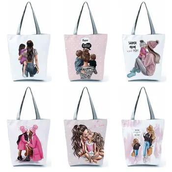 Karakter Baskılı kadın Çanta Eko Kullanımlık Taşınabilir Katlanabilir alışveriş çantası Moda Karikatür Tote Çanta Okul Günlük omuzdan askili çanta