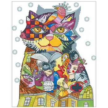 Karnaval kedi hayvanlar desenler Sayılan Çapraz Dikiş 11CT 14CT 18CT DIY Çapraz dikiş kitleri Nakış İğne Setleri ev dekor