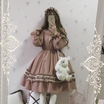 kawaii kız gotik lolita op loli cosplay Saray prenses tatlı lolita elbise vintage falbala ruffled puf kollu viktorya dönemi tarzı elbise