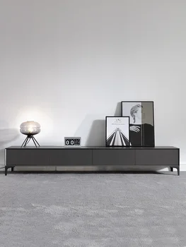 Kaya çay masası TV dolabı kombinasyonu Modern basit ışık lüks fırında zemin dolabı İskandinav Küçük Boyutlu Oturma odası katı ahşap F