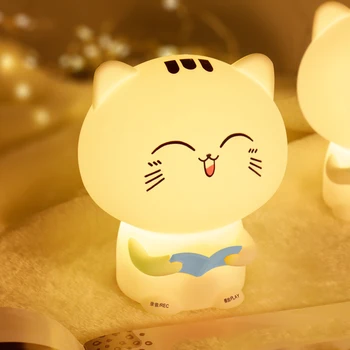Kedi Desen dokunmatik uzaktan kumanda Sensörü Okşama Dokunun Gece İşığı Lambası Yatak Odası USB Renkli Işıklar Çocuklar için Bebek