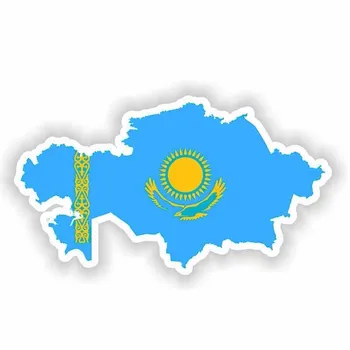 Kişiselleştirilmiş Özel Araba Çıkartmaları Kazakistan Harita Bayrağı Su Geçirmez Güneş Koruyucu Çıkartmaları Kask Dekorasyon Aksesuarları 15cm * 8cm