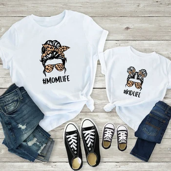 Komik Aile Eşleştirme Gömlek Yaz Kısa Kollu Aile Bak T-Shirt Anne Çocuk Yaşam Üstleri Anne ve Kızı Moda Giyim