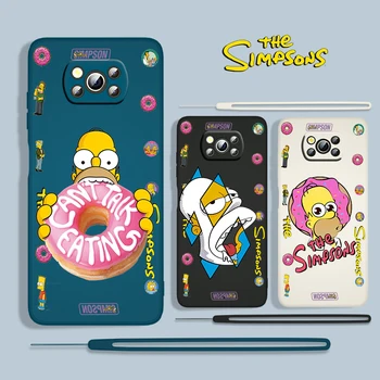 Komik Simpsons Xiaomi POCO X3 NFC F3 GT M4 M3 M2 Pro C3 X2 11 Ultra 5G Silikon Sıvı Halat telefon kılıfı Fundas Çapa Kapak