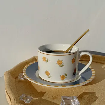 Kore Tarzı Vintage Kahve Fincanı Porselen El Yapımı Öğleden Sonra çay bardağı Tabağı Çevre Dostu Kaffeebecher Mutfak Yemek Bar EF50CS