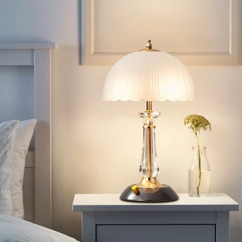 Kristal Cam Masa Lambası İskandinav Modern Yatak Odası Başucu Lambası Yaratıcı Mantar masa lambası Oturma Odası Aydınlatma Ev Dekorasyon