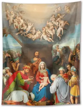 Kutsal Hıristiyan Meryem İsa Dua Müminler İle Duvar Asılı Odası sanat dekoru