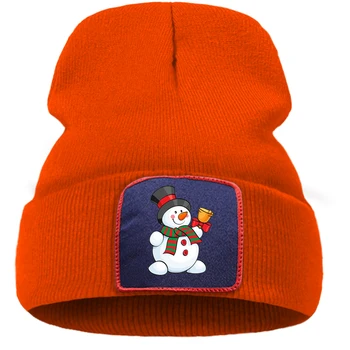 Küçük Kardan Adam Çıngıraklar Çan Noel Tema Baskı örgü şapkalar Hip Hop Sıcak Unisex Kış Şapka Açık Düz Renk Kapaklar erkekler İçin
