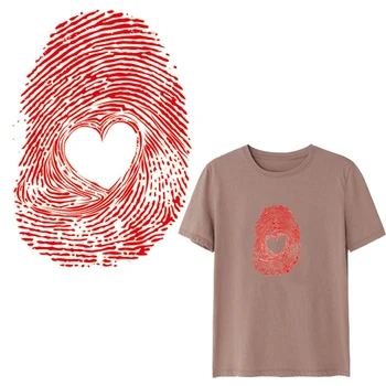 Kırmızı Aşk parmak izi Demir on Transferler Yamalar giyim için DIY Aplike ısı transferi vinil yama çıkartmalar giysi