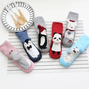 Kış Kalın Havlu Pamuk Bebek Kız Çorap Kauçuk Tabanlar İle Bebek Hayvan Komik Çorap Toddler Kapalı Çorap Ayakkabı Yenidoğan Bebek Çorap