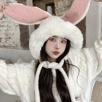 Kış Sıcak Şapka Yumuşak Süper Tavşan Kulakları Peluş Kap Kadın Kış Soğuk örme Şapka Kadın Kalınlaşmak Peluş Şapka Açık Sıcak Tutmak Aracı