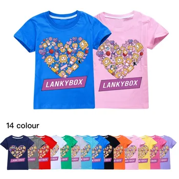Lankybox Çocuk T-Shirt Moda Yaz Karikatür 3D Baskılar Kısa Kollu Gömlek Sıcak Satış Çocuklar Rahat Streetwear Giyim