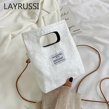 LAYRUSSI Popüler Mini Çanta Kadınlar İçin 2022 Yeni Kız Cep Telefonu Çantası Su Geçirmez Kraft kağıt torba Moda Omuz askılı çanta