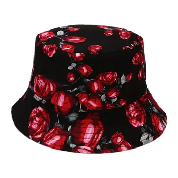 LDSLYJR Pamuk Güller Çiçek Baskı Kova Şapka Balıkçı Şapka Açık Seyahat Şapka güneşlikli kep Şapka Erkekler ve Kadınlar için 337