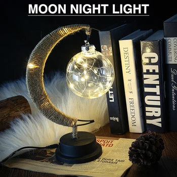 LED kenevir Halat Demir sanat topu ışık yatak odası fener gece lambası odası dekorasyon Büyülü Ay lambası ev Aletleri Süsleme