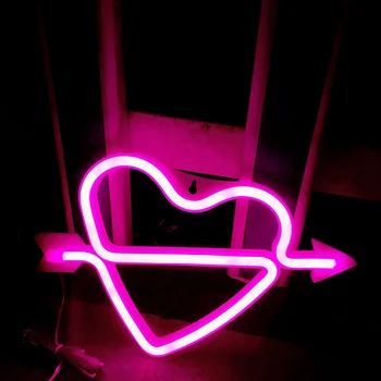 LED Neon ışık kalp şekli işareti gece ışıkları USB / Pil Kumandalı Gece dekor lambası Doğum Günü Düğün Odası İçin sevgililer Günü