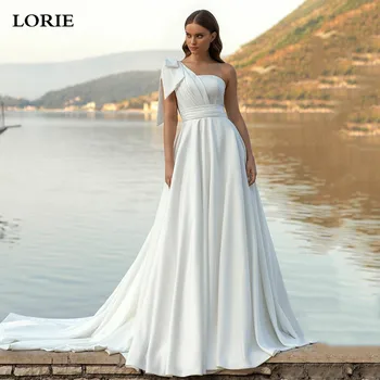 LORIE Prenses Gelinlik Yüksek Kalite Saten Boho gelinlikler Bir Omuz Zarif Düğün Parti Elbise