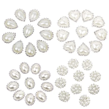 Lot 40 adet Kristal Rhinestone Sahte İnci Düğmeler DIY Düğün Craft Bezeme