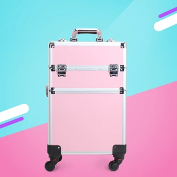 Makyaj çantası Kozmetik Seyahat Bavul Haddeleme Bagaj Çantası Büyük Kapasiteli Depolama Araç Kutusu Güzellik Kadın Tırnak Dövme kutulu araba