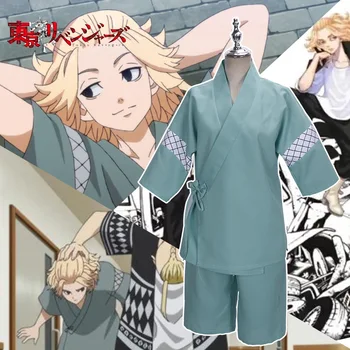 Manjiro Sano Çünkü Tokyo Revengers Cosplay Anime Erkek Kadın Cosplay Yüksek Kaliteli Kimono Moda Kostüm Tam Set Üstü + pantolon