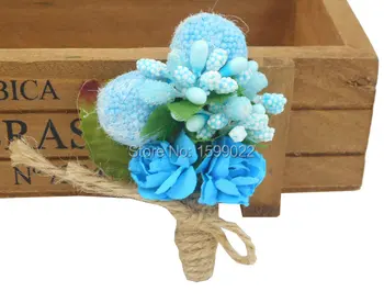 Mavi Kış Düğün Damat Yaka Çiceği Ilik Çiçekler Groomsmen Korsaj El Yapımı Mori Kız Vintage Broş Doğum Günü Hediyeleri
