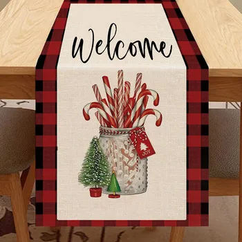 Merry Christmas Süslemeleri Masa Örtüsü Masa Koşucular Noel Ağacı Baskı 2022 Yeni Yıl Hediye yemek masası Yatak Odası Ev Dekor
