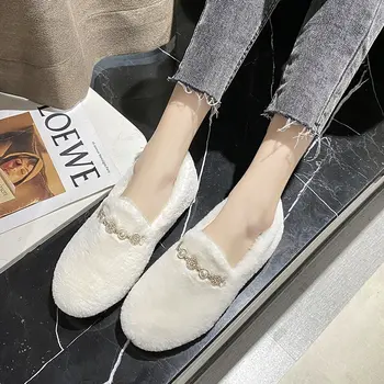 MILIKUYOU Zarif Bayan düz ayakkabı Kış Moda Rahat Peluş loafer ayakkabılar Kadınlar İçin Kore Trend Düşük Topuklu Ayakkabılar Kadın
