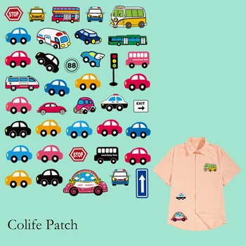 Mini Karikatür Arabalar Demir On Sticker çocuk T-Shirt ısı transferi A-Level yıkanabilir Dıy Elbise Dekorasyon vinil Yamalar Moda