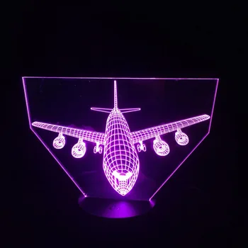 Mini Uçak Sinek toprak 3D lamba 7 Renk değişimi uzaktan kumandalı anahtar 3d gece Lambası uçak Luminaria De Mesa çocuk odası ışık