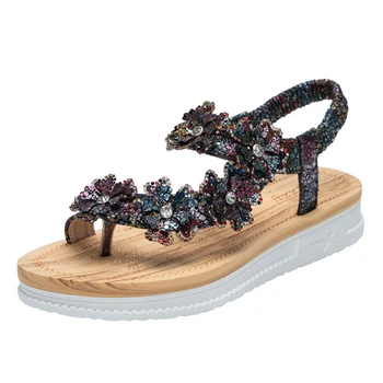 Moda Kadın Sandalet Yaz lüks ayakkabı Kadın Taklidi Çiçekler plaj sandaletleri Platformu Bayanlar Büyük boy Roma Ayakkabı cx333