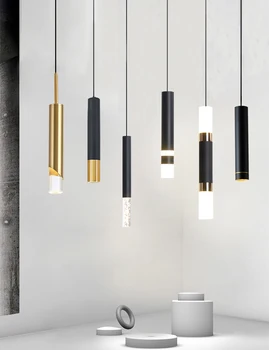 Modern Led kolye ışıkları siyah altın dekorasyon klasik Loft koridor başucu asılı lamba demir AC 220 V
