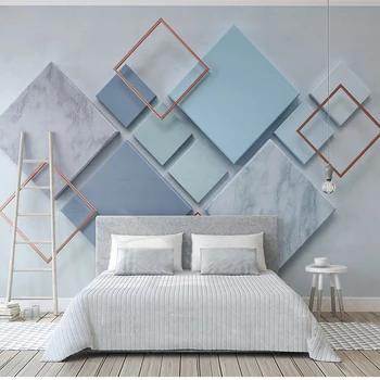 Modern Minimalist Geometrik Mavi 3D Stereo Büyük Duvar duvar bezi Avrupa tarzı Oturma Odası TV arka Plan duvar Dekoru duvar kağıdı