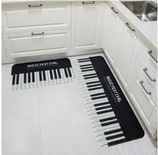 Modern minimalist siyah ve beyaz piyano paspaslar ev uzun mat tel halka su geçirmez kaymaz yağ geçirmez mutfak mat