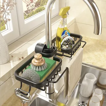 Mutfak musluk raf lavabo raf bulaşık yıkama lavabo çelik topu bez depolama artefakt sünger drenaj raf