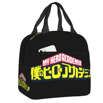 My Hero Academia Logo Termal Yalıtımlı Öğle Yemeği Çantaları Kadın MHA Anime Manga Yeniden Kullanılabilir yemek taşıma çantası Açık Piknik için yiyecek saklama kutusu