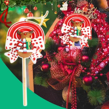 Noel Lolipop Kartı Yumuşak Kil Lolipop Noel Şeker Dekorasyon Kolye Noel Alışveriş Merkezi Dekorasyon Cam Çelenk