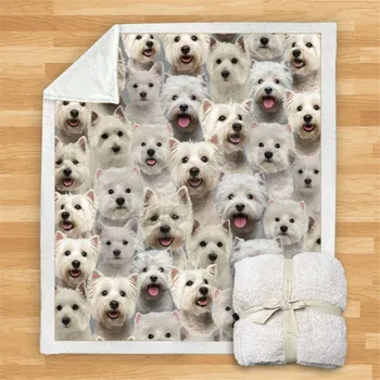 Olacak Bir Demet West Highland Beyaz Terrier Battaniye 3D Baskılı Polar Battaniye Yatak Ev Tekstili Rüya Gibi 06