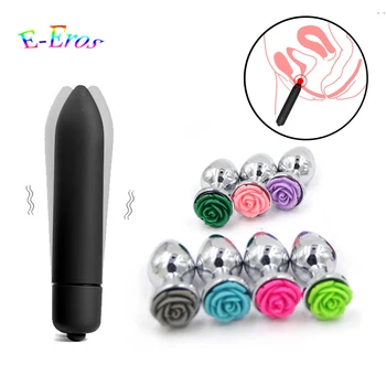 ORISSI 10 Hız Metal Butt Plug Vajinal kurşun vibratör Ürünleri Çiçek Anal Plug Yapay Penis Boncuk Masaj Erotik Seks Oyuncakları kadın için