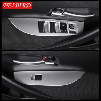 Oto Styling İç Kapı Kol Dayama Pencere Kaldırma düğme kapağı Trim Toyota Corolla 2019 İçin Fit 2020 2021 Mat Karbon Fiber ABS