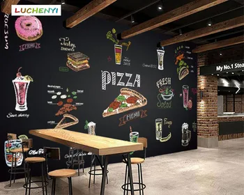Papel de parede özel pizza 3d duvar kağıdı duvar, soğuk içecek süt çay restoran meyve suyu dükkanı yemek odası duvar kağıtları sticker