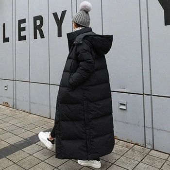 Parka Ceket Ekstra Uzun Kış Ceket Kadınlar Kapşonlu Cep Fermuar Kadın Bayan Rüzgarlık Palto Casual Dış Giyim Giyim Kapitone