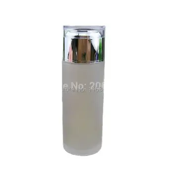 parlak gümüş kapaklı 100ml buzlu cam şişe plastik tıpa, losyon toner şişesi, Kozmetik Ambalaj, cam şişe