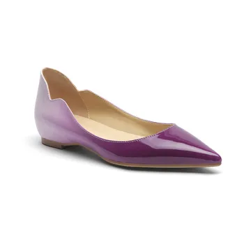 Patent Deri Slingback Flats Fransız Lady Sivri Burun Kayma Sandalias Rahat Tasarımcı Kadın Ayakkabı Düşük Topuklu Konfor Sandalet
