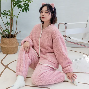 Pazen Artı Kadife Kadın Pijama Setleri 2 ADET Seksi Hırka Pijama Takım Elbise Sonbahar Kış Yeni Pijama Kıyafeti Uzun Ev Giysileri