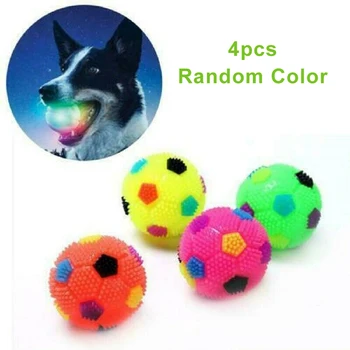 Pet Oyuncak Gıcırtı Parlayan futbol topu Köpek Oyuncak Yanıp Sönen led ışık Ses Kabarık Topu Temizler Diş Araçları (Rastgele Renk)